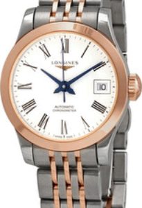 Longines Damklocka L2.320.5.11.7 Record Vit/18 karat roséguld Ø26 mm