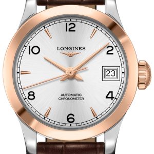 Longines Damklocka L2.320.5.76.2 Record Silverfärgad/Läder Ø26 mm