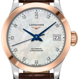 Longines Damklocka L2.320.5.87.2 Record Vit/Läder Ø26 mm