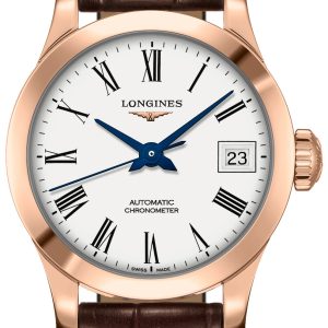 Longines Damklocka L2.320.8.11.2 Record Vit/Läder Ø26 mm