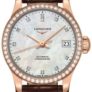 Longines Damklocka L2.320.9.87.2 Record Vit/Läder Ø26 mm