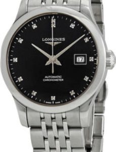 Longines Damklocka L2.321.4.57.6 Record Svart/Stål Ø30 mm