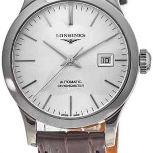 Longines Damklocka L2.321.4.72.2 Record Silverfärgad/Läder Ø30 mm