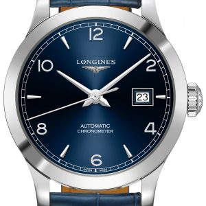 Longines Damklocka L2.321.4.96.4 Record Blå/Läder Ø30 mm