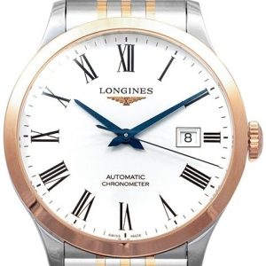 Longines Damklocka L2.321.5.11.7 Record Vit/18 karat roséguld Ø30 mm