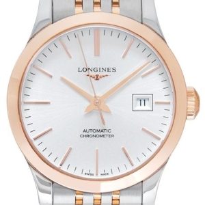 Longines Damklocka L2.321.5.72.7 Record Silverfärgad/18 karat