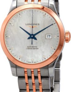 Longines Damklocka L2.321.5.87.7 Record Vit/18 karat roséguld Ø30 mm