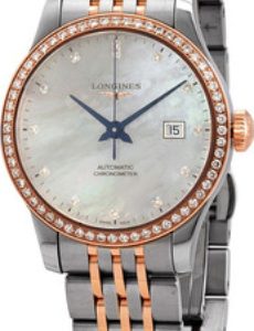 Longines Damklocka L2.321.5.89.7 Record Vit/18 karat roséguld Ø30 mm