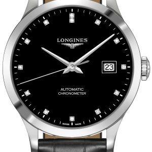 Longines Herrklocka L2.820.4.57.2 Record Svart/Läder Ø38.5 mm