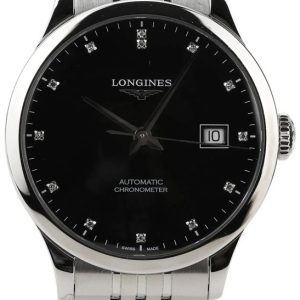 Longines Herrklocka L2.820.4.57.6 Record Svart/Stål Ø38.5 mm