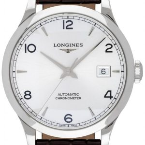 Longines Herrklocka L2.820.4.76.2 Record Silverfärgad/Läder Ø38.5