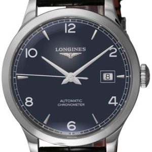 Longines Herrklocka L2.820.4.96.2 Record Blå/Läder Ø38.5 mm