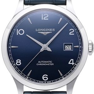 Longines Herrklocka L2.820.4.96.4 Record Blå/Läder Ø38.5 mm