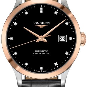 Longines Herrklocka L2.820.5.57.2 Record Svart/Läder Ø38.5 mm