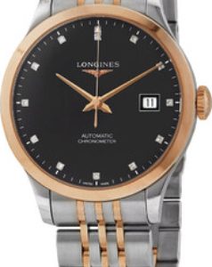 Longines Herrklocka L2.820.5.57.7 Record Svart/18 karat roséguld