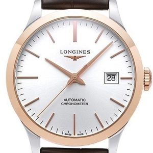 Longines Herrklocka L2.820.5.72.2 Record Silverfärgad/Läder Ø38.5