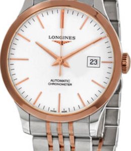 Longines Herrklocka L2.820.5.72.7 Record Silverfärgad/18 karat