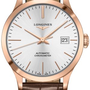 Longines Herrklocka L2.820.8.72.2 Record Silverfärgad/Läder Ø38.5