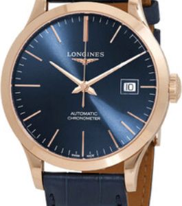 Longines Herrklocka L2.820.8.92.2 Record Blå/Läder Ø38.5 mm