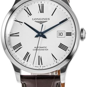 Longines Herrklocka L2.821.4.11.2 Record Vit/Läder Ø40 mm