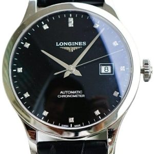 Longines Herrklocka L2.821.4.57.2 Record Svart/Läder Ø40 mm