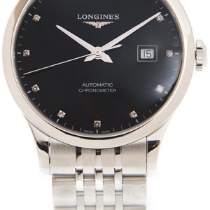 Longines Herrklocka L2.821.4.57.6 Record Svart/Stål Ø40 mm