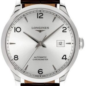 Longines Herrklocka L2.821.4.76.2 Record Silverfärgad/Läder Ø40 mm