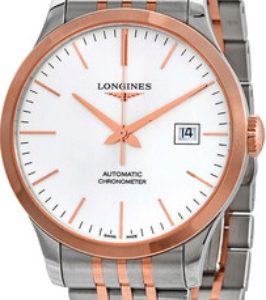 Longines Herrklocka L2.821.5.72.7 Record Silverfärgad/18 karat