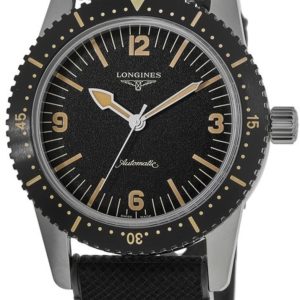 Longines Herrklocka L2.822.4.56.9 Heritage Svart/Gummi Ø42 mm