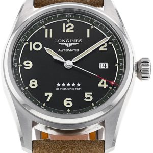 Longines Herrklocka L3.810.4.03.2 Spirit Grön/Läder Ø40 mm