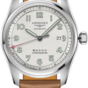 Longines Herrklocka L3.811.4.73.4 Spirit Silverfärgad/Läder Ø42 mm