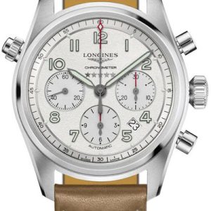 Longines Herrklocka L3.820.4.73.4 Spirit Silverfärgad/Läder Ø42 mm