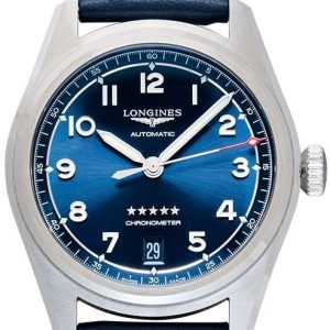 Longines L3.410.4.93.0 Spirit Blå/Läder Ø37 mm