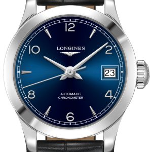 Longines Record Damklocka L2.320.4.96.2 Blå/Läder Ø26 mm