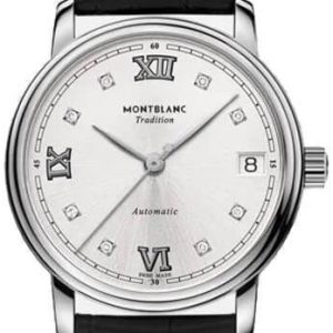 Montblanc Damklocka 128689 Tradition Silverfärgad/Läder Ø32 mm