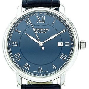 Montblanc Herrklocka 117829 Tradition Blå/Läder Ø40 mm