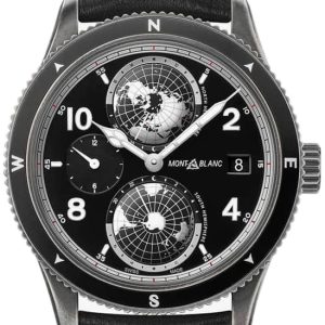 Montblanc Herrklocka 128257 Geosphere Svart/Läder Ø42 mm