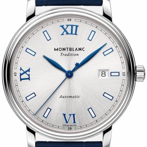 Montblanc Herrklocka 129285 Tradition Silverfärgad/Läder Ø40 mm