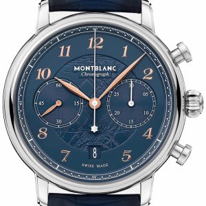 Montblanc Herrklocka 129626 Star Legacy Blå/Läder Ø42 mm