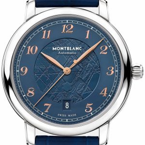 Montblanc Herrklocka 129628 Star Legacy Blå/Läder Ø39 mm