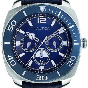 Nautica 99999 Herrklocka NAPBHS901 Blå/Läder