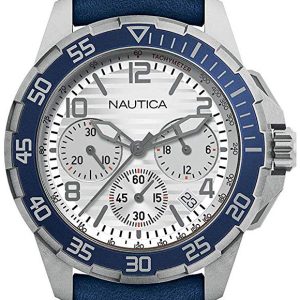 Nautica 99999 Herrklocka NAPPLH006 Silverfärgad/Läder Ø45 mm