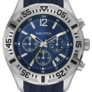 Nautica Chronograph Herrklocka A17667G Blå/Gummi Ø45 mm