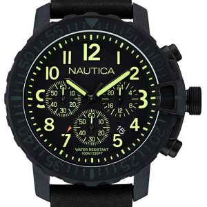 Nautica Chronograph Herrklocka NAI21006G Svart/Läder Ø46 mm