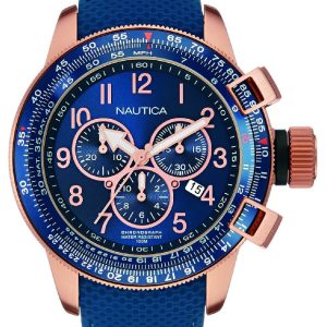 Nautica Chronograph Herrklocka NAI28500G Blå/Gummi Ø48 mm