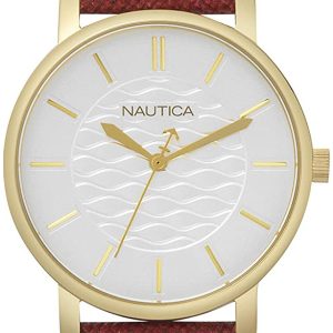 Nautica Damklocka NAPCGS003 Silverfärgad/Läder Ø36 mm