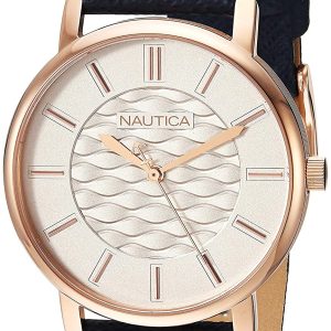 Nautica Damklocka NAPCGS011 Antikvit/Läder Ø36 mm