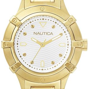 Nautica Damklocka NAPCPR004 Dress Vit/Gulguldtonat stål Ø36 mm