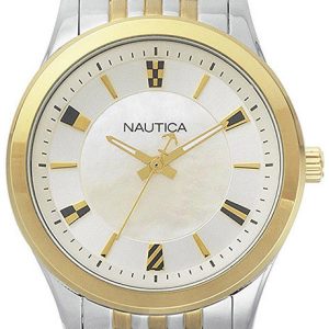 Nautica Damklocka NAPVNC004 Dress Vit/Gulguldtonat stål Ø36 mm