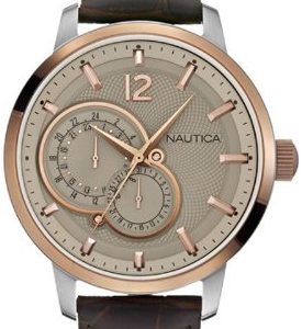 Nautica Herrklocka A16649G Beige/Läder Ø44 mm